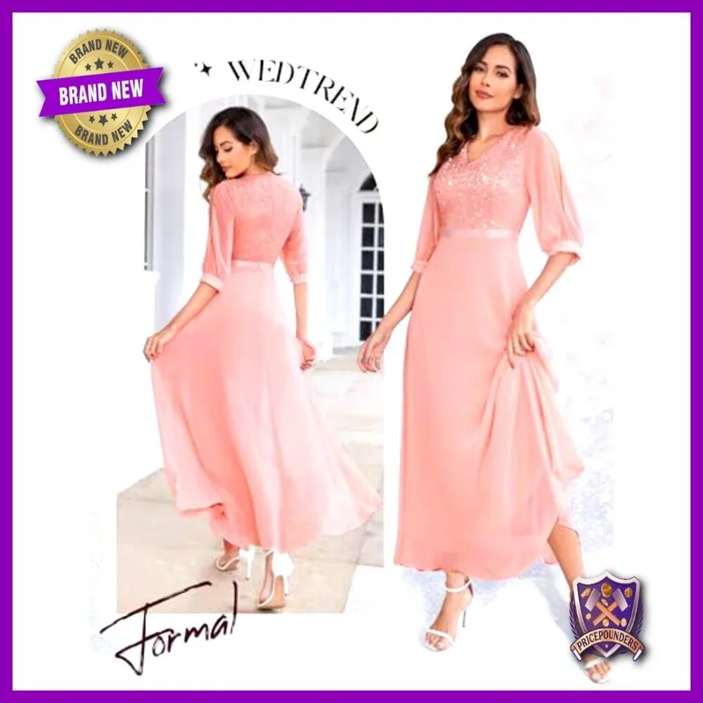 Sequin Maxi Dress with Split Sleeves Formal Evening Gown